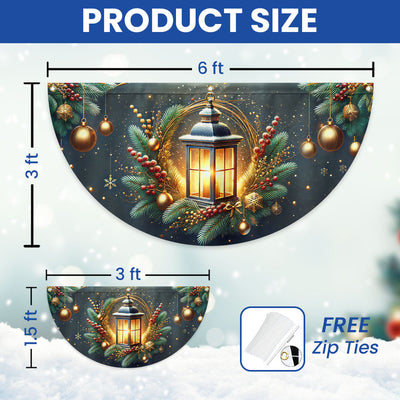 Christmas Lantern Non-Pleated Fan Flag