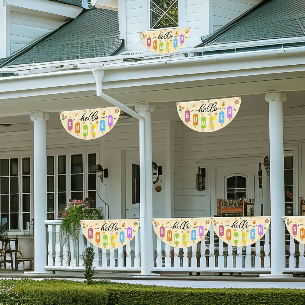 Hello Summer Ice Cream Non-Pleated Fan Flag