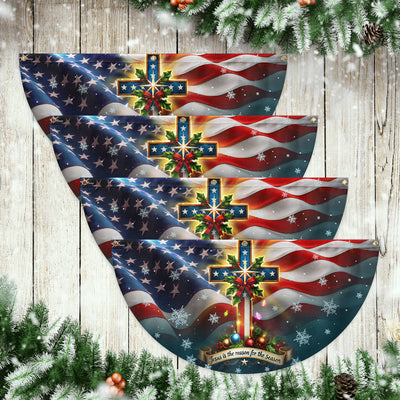 Christian Cross Christmas Jesus Is The Reason For The Season Non-Pleated Fan Flag  3-Day Shipping