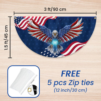 Flagwix American Flag - Patriotic Eagle with Christian Cross American Non-Pleated Fan Flag