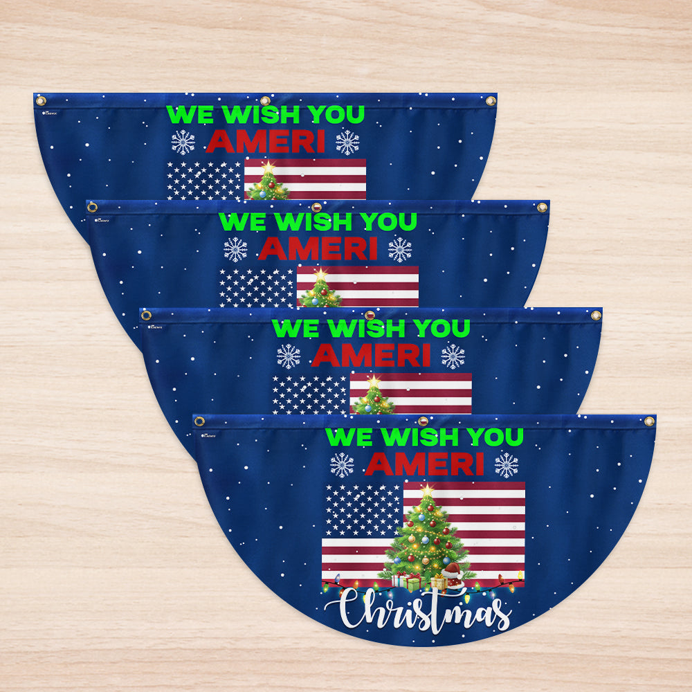 We Wish You Ameri Christmas Non-Pleated Fan Flag