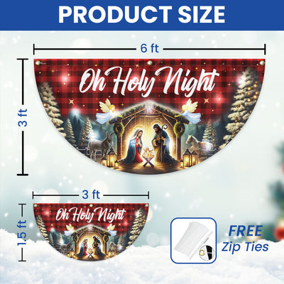 Nativity Of Jesus Christmas Silent Night Oh Holy Night Solar Led Fan Flag