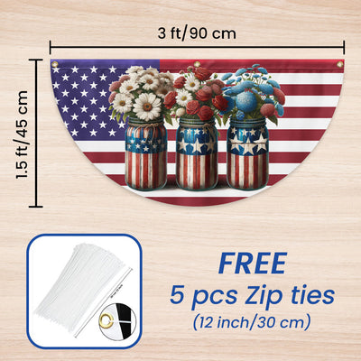 Flagwix American Flag - 4th Of july Patriotic Flowers Non-Pleated Fan Flag