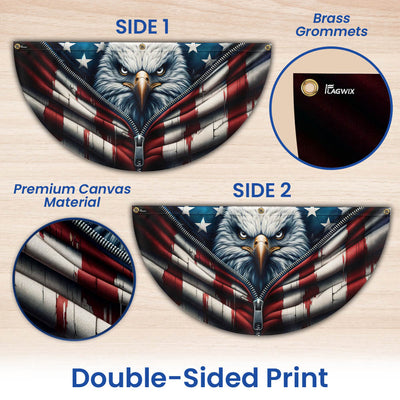 American Flag - Freedom Patriotic Eagle Bunting Non-Pleated Fan Flag 3-Day Shipping