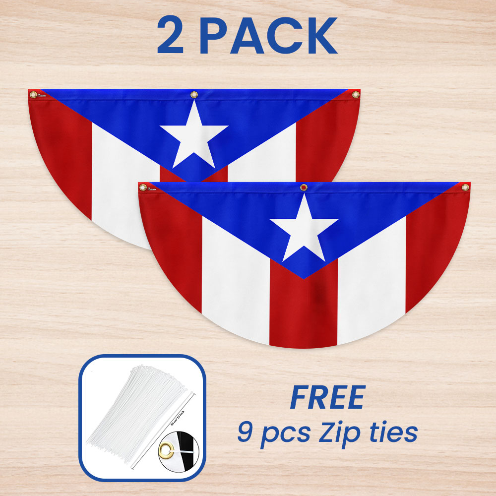 Puerto Rico Non-Pleated Fan Flag