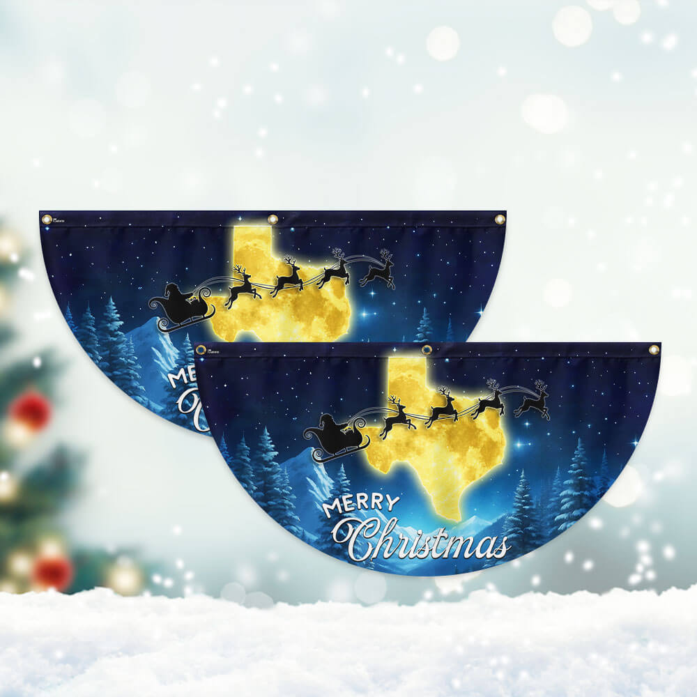 Texas Christmas Flag Merry Christmas Y'all Non-Pleated Fan Flag