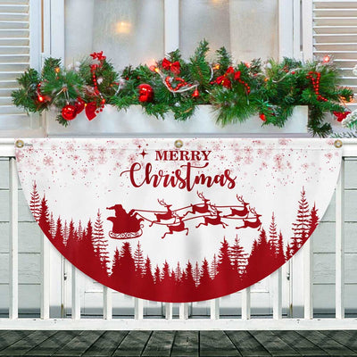 Christmas Half Fan Flag Santa Claus Reindeers Non-Pleated Fan Flag