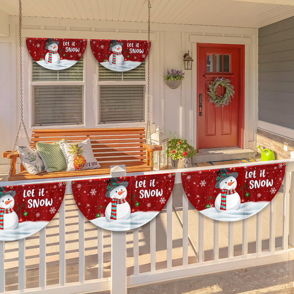 Christmas Flag Snowman Let It Snow Non-Pleated Christmas Fan Flag 3-Day Shipping