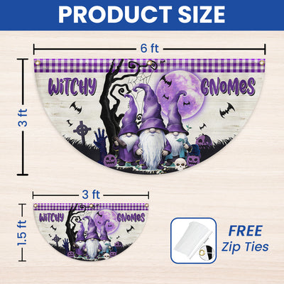 Halloween Witchy Gnomes Non-Pleated Fan Flag