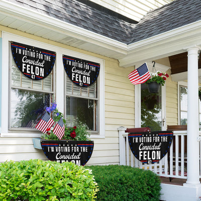 I'm Voting For The Felon 47 Trump Non-Pleated Fan Flag