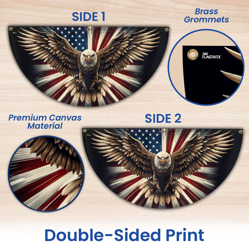 Patriotic Eagle American Non-Pleated Fan Flag