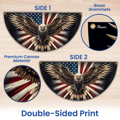 Patriotic Eagle American Non-Pleated Fan Flag