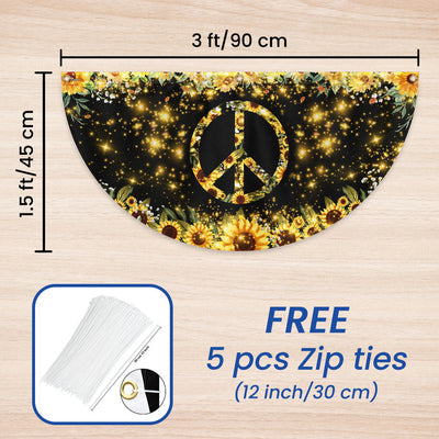 Sunflower Hippie Peace Sign Non-Pleated Fan Flag TPT2004FLn