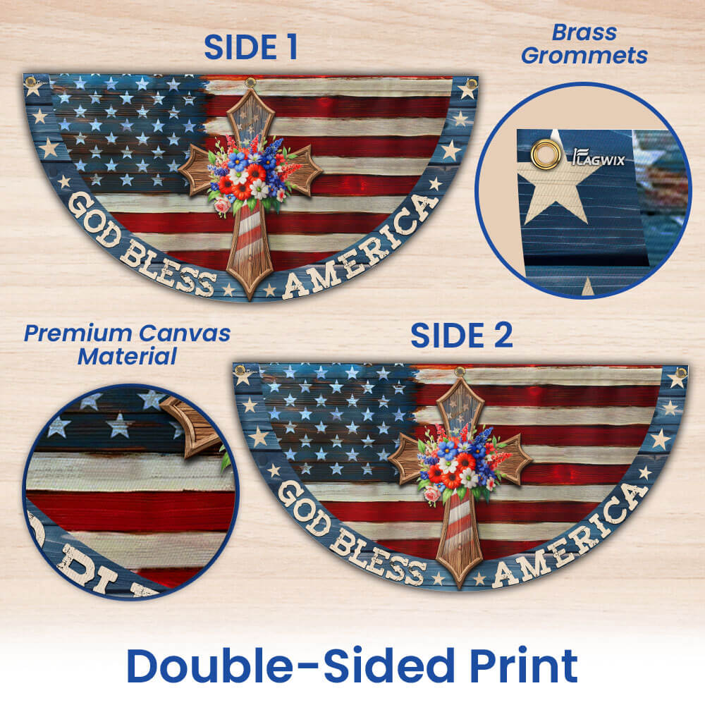 Happy 4th of july, God Bless America, july 4th Patriotic Christian American Non-Pleated Fan Flag