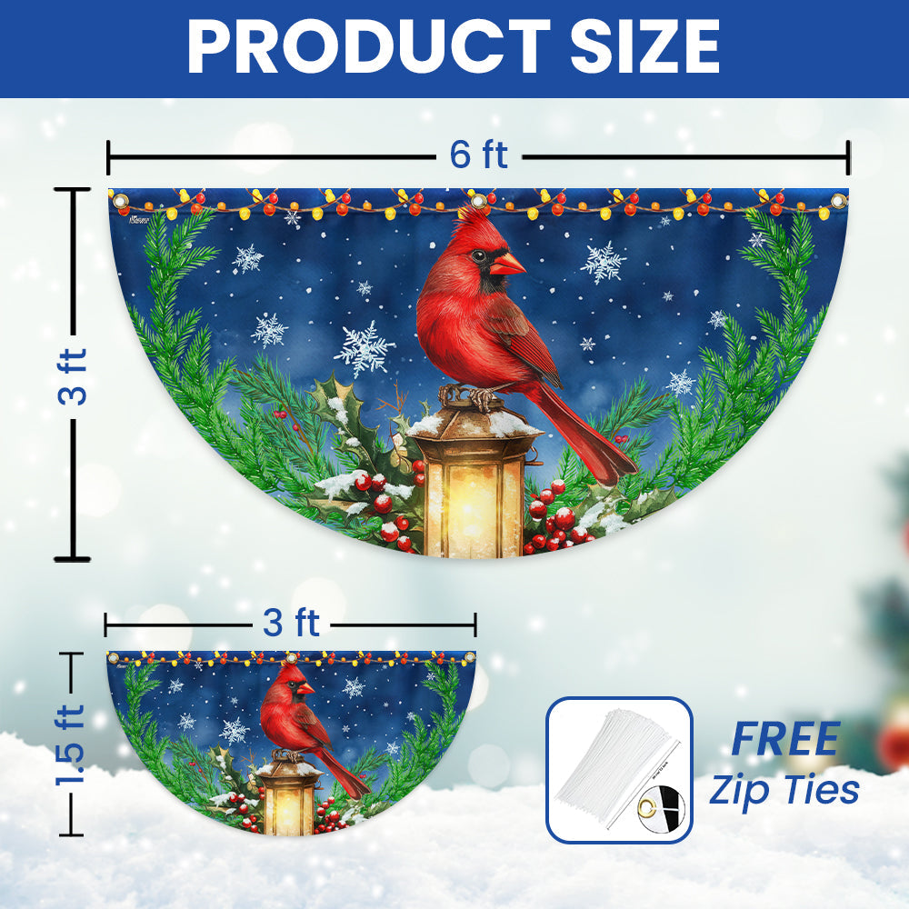 Cardinal Bird And Lantern Christmas Non-Pleated Fan Flag