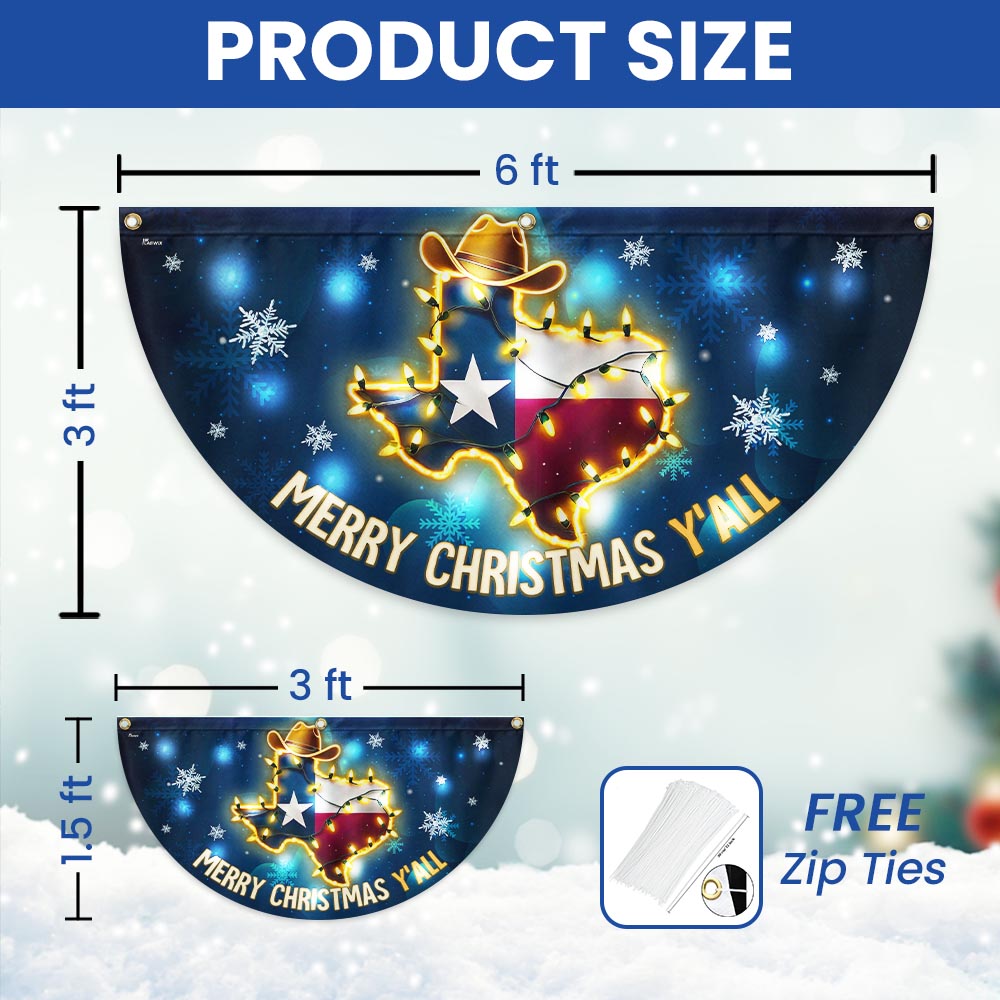 Texas Merry Christmas Y'all Solar LED Fan Flag
