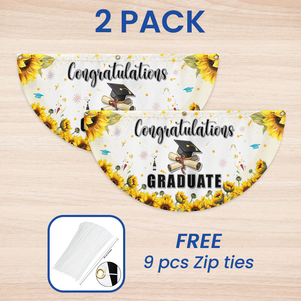 Congratulations Graduate Non-Pleated Fan Flag
