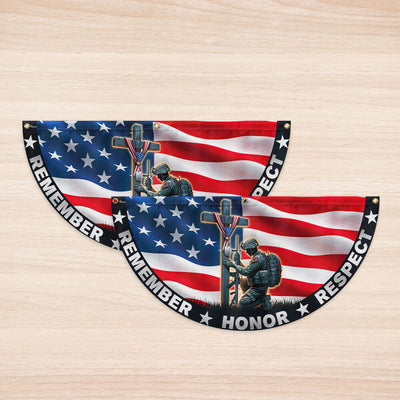 Stand For The Flag, Veteran Christian Cross Memorial Day Non-Pleated Fan Flag