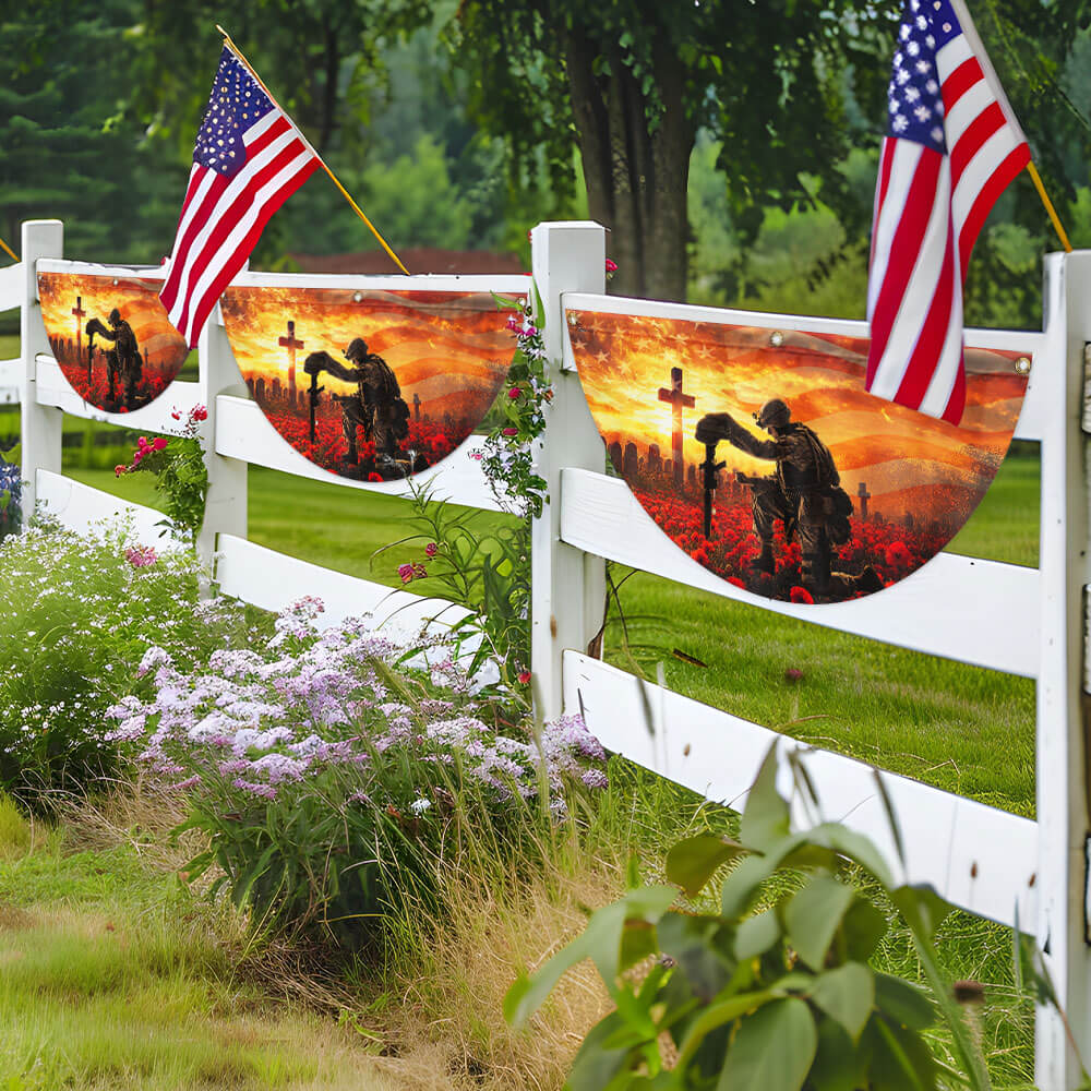 Memorial Day Honors Fallen Veterans Military Patriotic Non-Pleated Fan Flag
