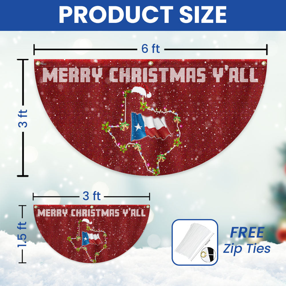 Texas Christmas Fan Flag - Holiday Decoration, Non-Pleated Design  - 3-Day Shipping