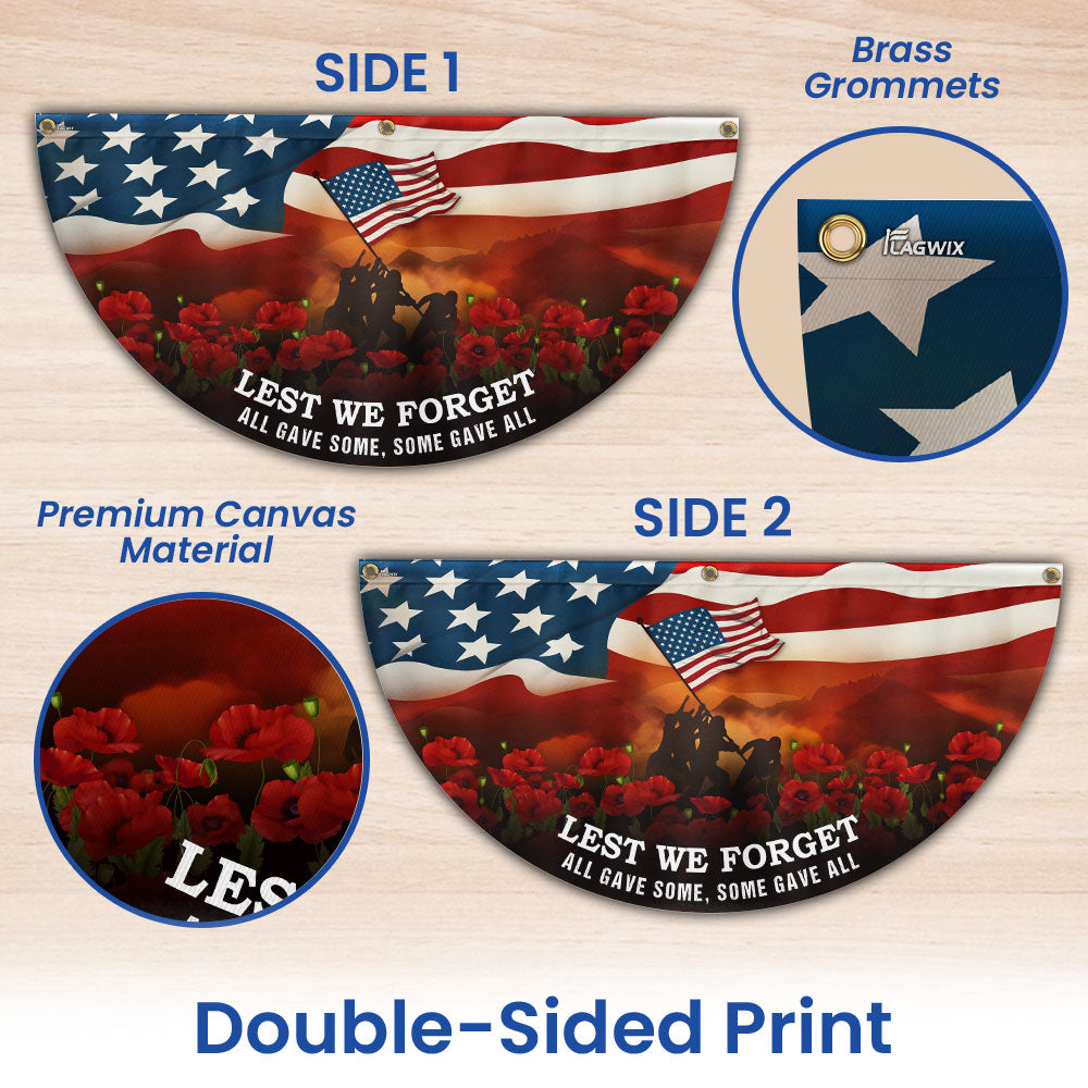 Lest We Forget Memorial Day U.S. Veteran Non-Pleated Fan Flag