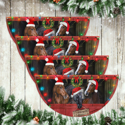 Merry Christmas Horses Farm Non-Pleated Fan Flag  - Perfect Holiday Gift for Farmhouse Decor & Horse Lovers 3-Day Shipping
