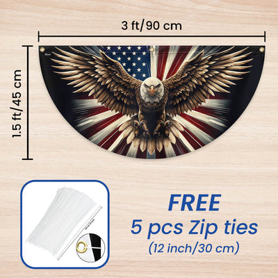 Patriotic Eagle American Non-Pleated Fan Flag