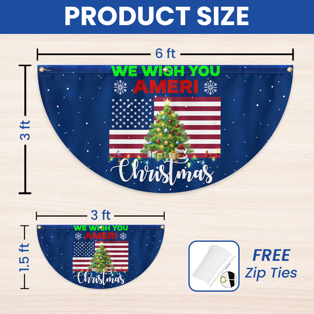 We Wish You Ameri Christmas Non-Pleated Fan Flag