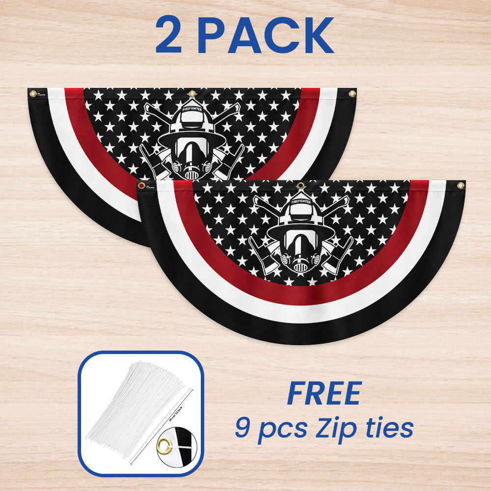 Firefighter Fireman Thin Red Line Non-Pleated Fan Flag