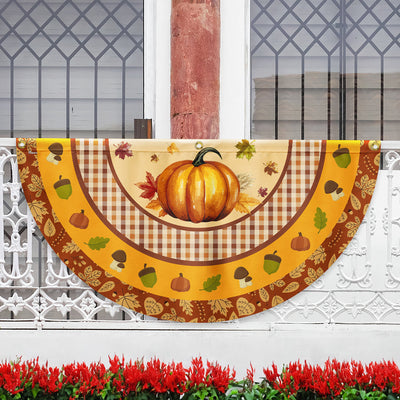 Fall Flag Pumpkin Thanksgiving Non-Pleated Fan Flag