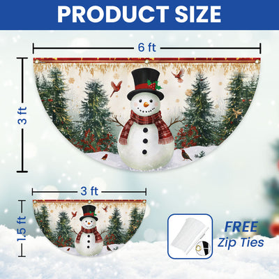 Snowman Festive Winter Holiday Christmas Non-Pleated Fan Flag
