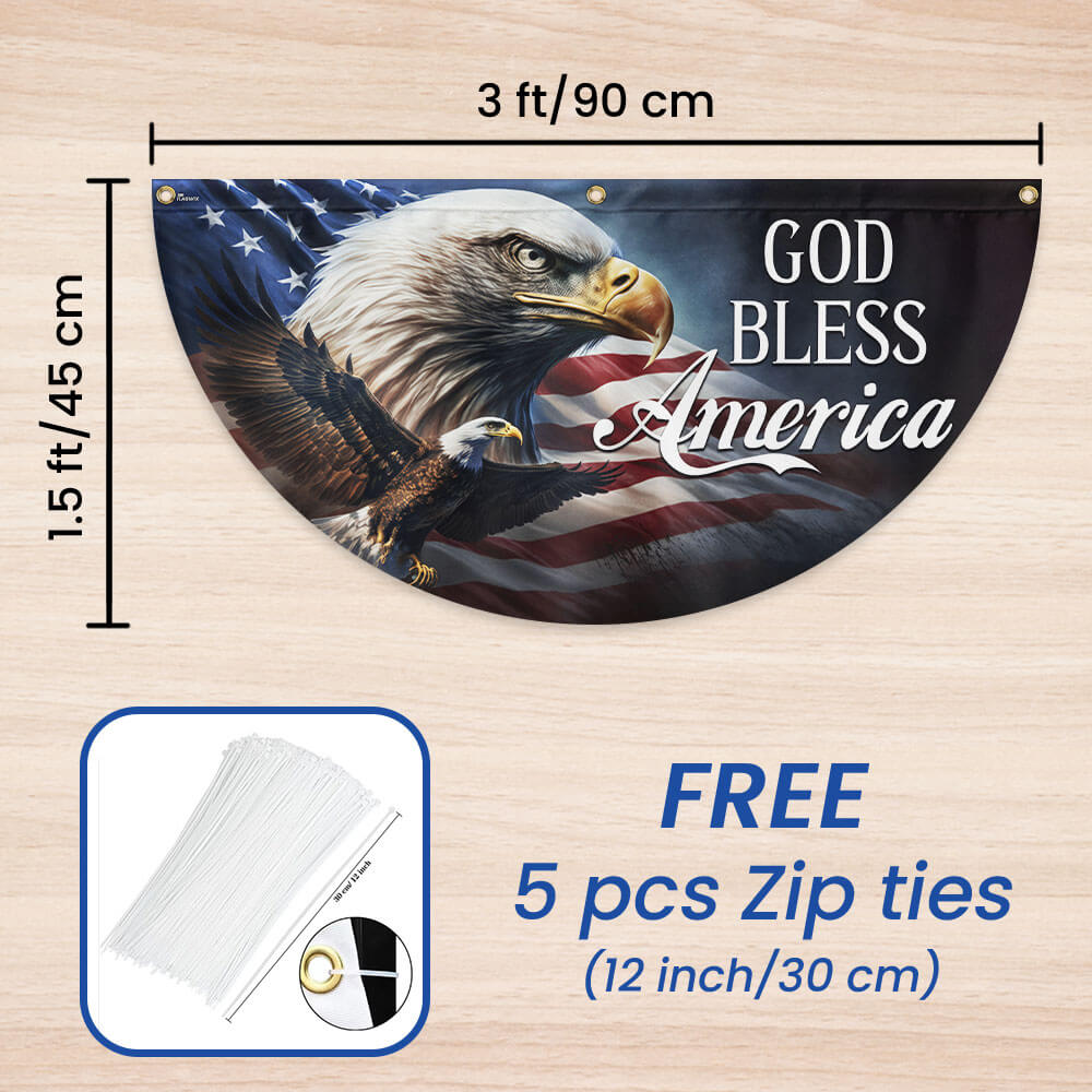 God Bless America Eagle Patriotic Non-Pleated Fan Flag