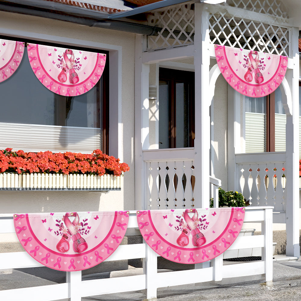 Breast Cancer Awareness Pink Boxing Gloves Non-Pleated Fan Flag