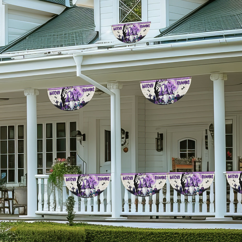 Halloween Witchy Gnomes Non-Pleated Fan Flag