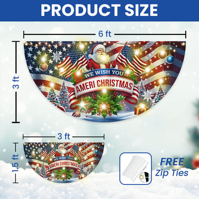 We Wish You Ameri Christmas Santa Claus American Solar Led Fan Flag