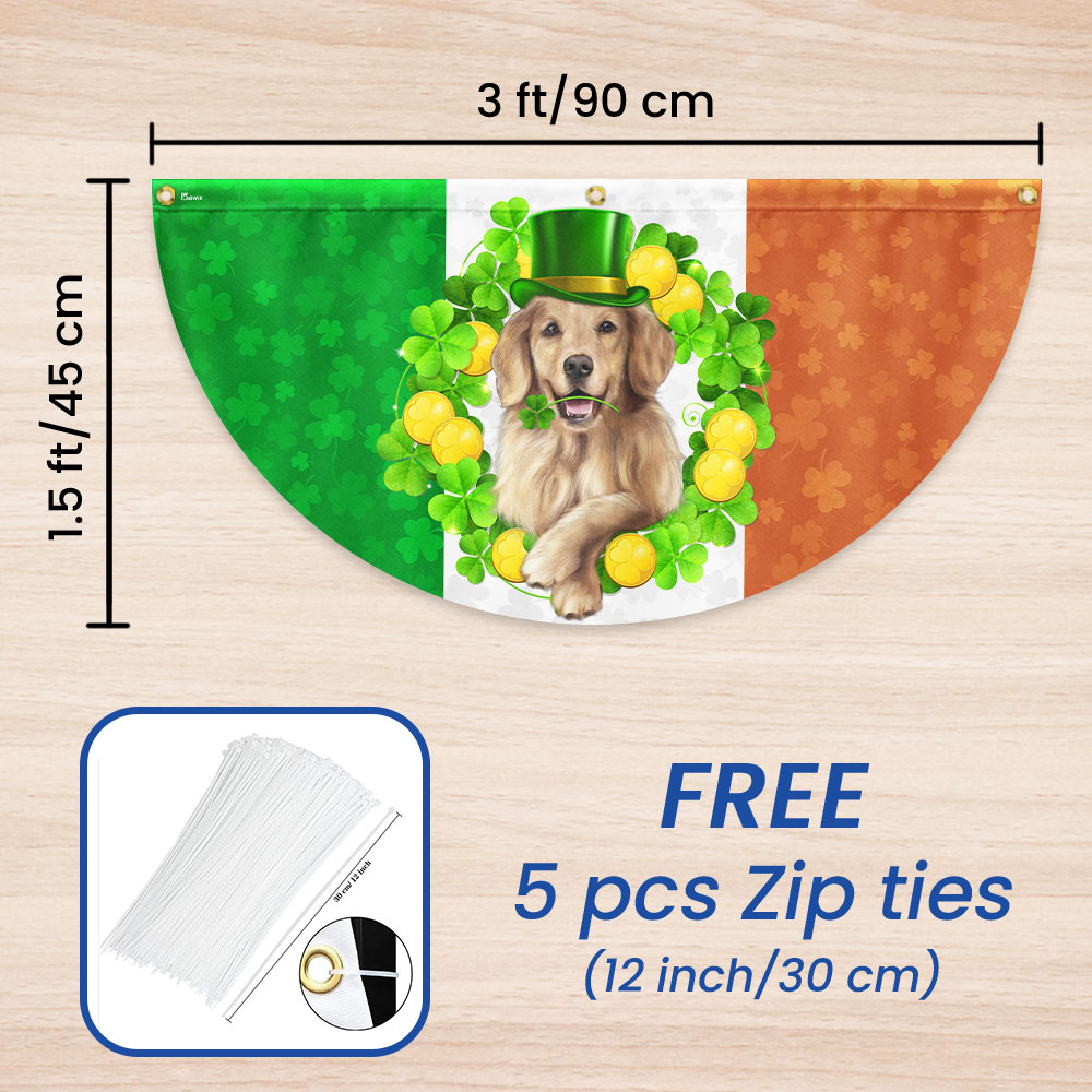 Irish Shamrock Golden Retriever St. Patrick’s Day Non-Pleated Fan Flag