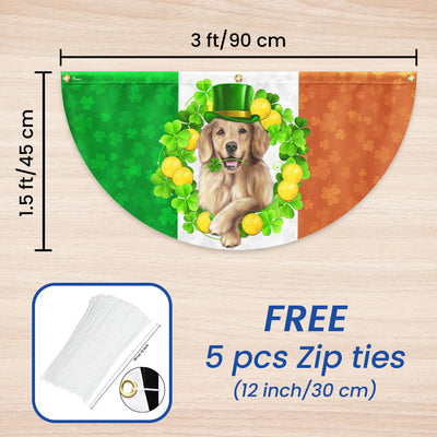 Irish Shamrock Golden Retriever St. Patrick’s Day Non-Pleated Fan Flag
