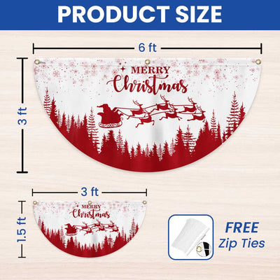 Christmas Half Fan Flag Santa Claus Reindeers Non-Pleated Fan Flag