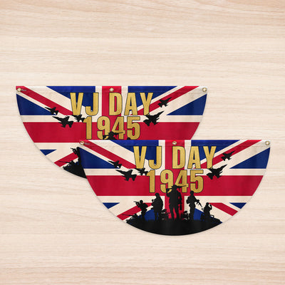 VJ Day Victory Over Japan UK Non-Pleated Fan Flag