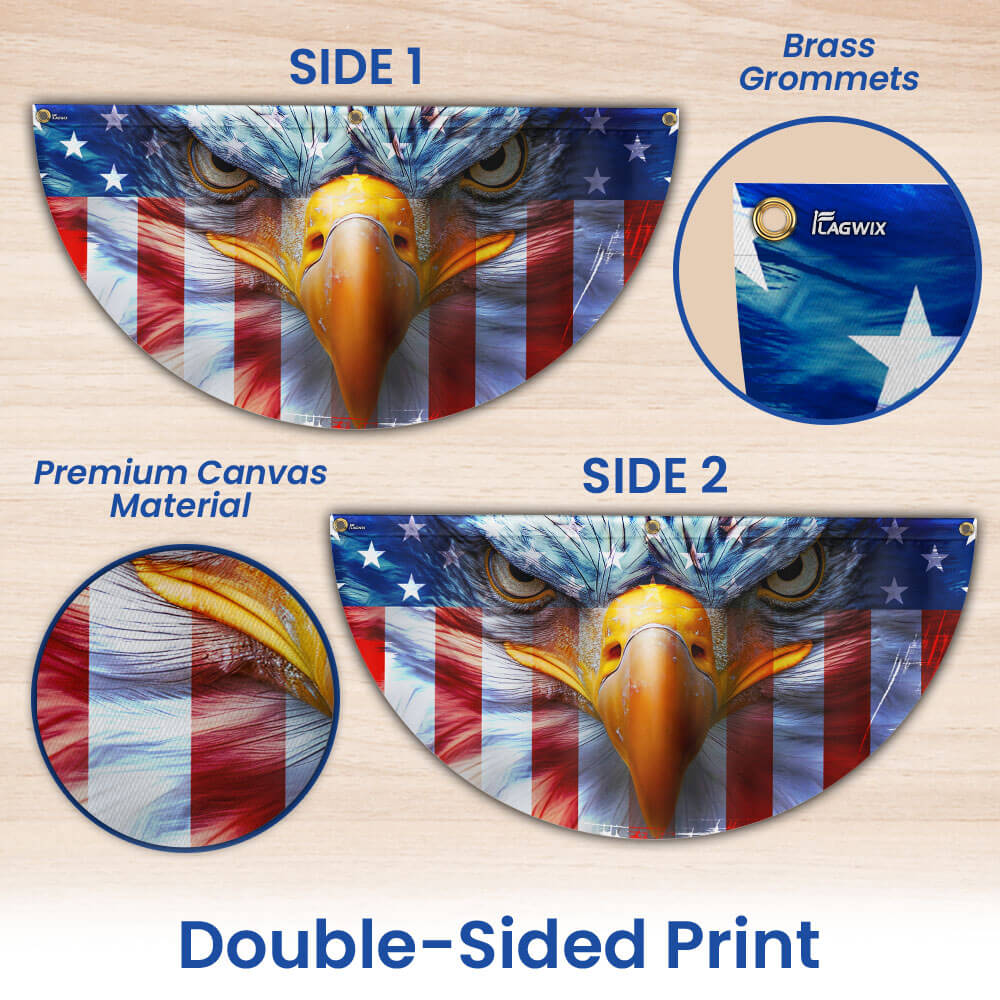 Flagwix American Flag - Happy 4th of july, Patriotic Eagle American Non-Pleated Fan Flag