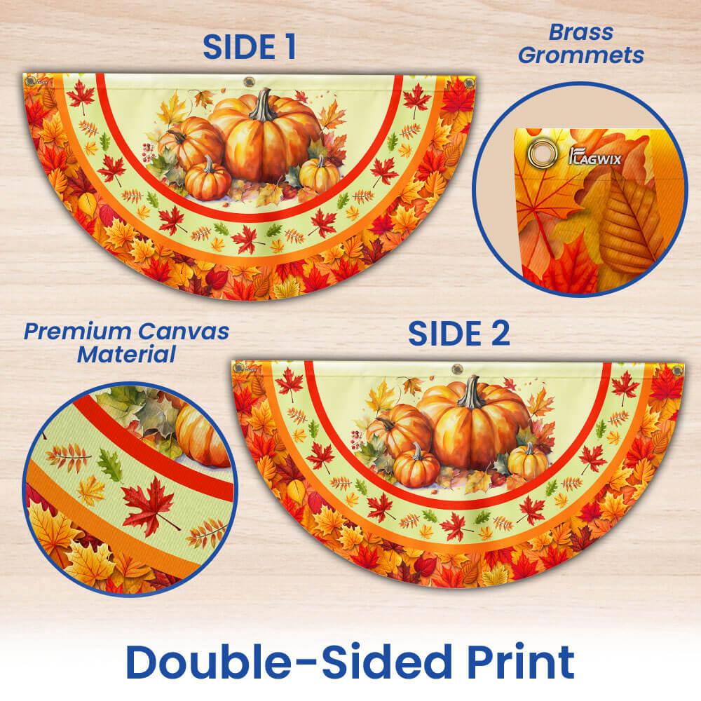 Fall Pumpkins Thanksgiving Non-Pleated Fan Flag