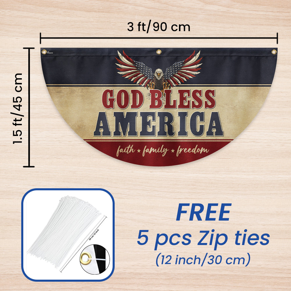 God Bless America Faith Family Freedom Non-Pleated Fan Flag