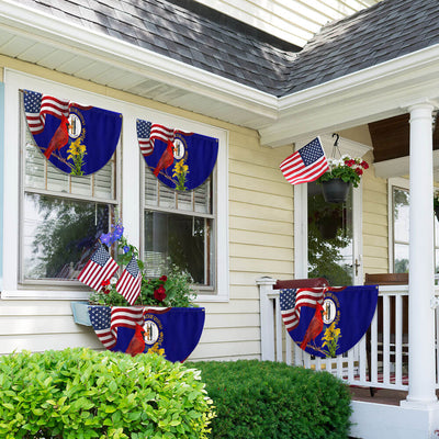 Kentucky State Cardinal and Goldenrod Flower Non-Pleated Fan Flag