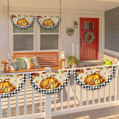 Fall Pumpkins Harvest Happy Fall Y'all Non-Pleated Fan Flag