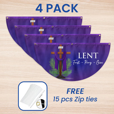 Lent Season Fast Pray Give Jesus Christian Cross Non-Pleated Fan Flag