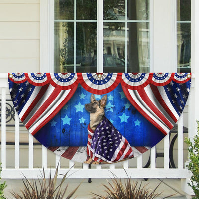 American Flag - Patriotic Dog German Shepherd American Non-Pleated Fan Flag Wrapped in Glory