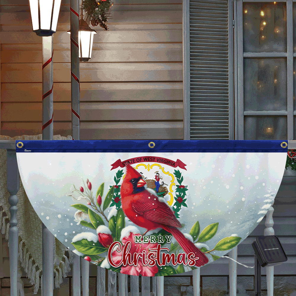 West Virginia Cardinal Christmas Solar Led Fan Flag