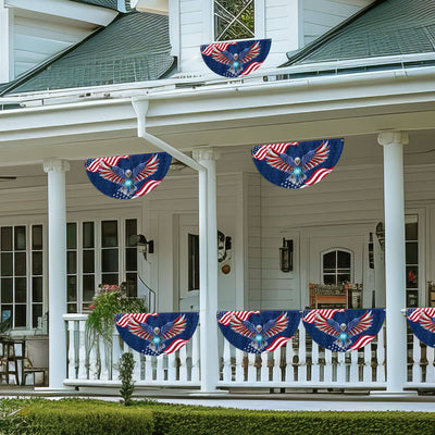 Flagwix American Flag - Patriotic Eagle with Christian Cross American Non-Pleated Fan Flag