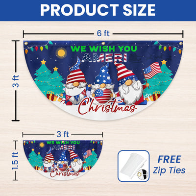 Gnome Christmas We Wish You Ameri Christmas Non-Pleated Fan Flag