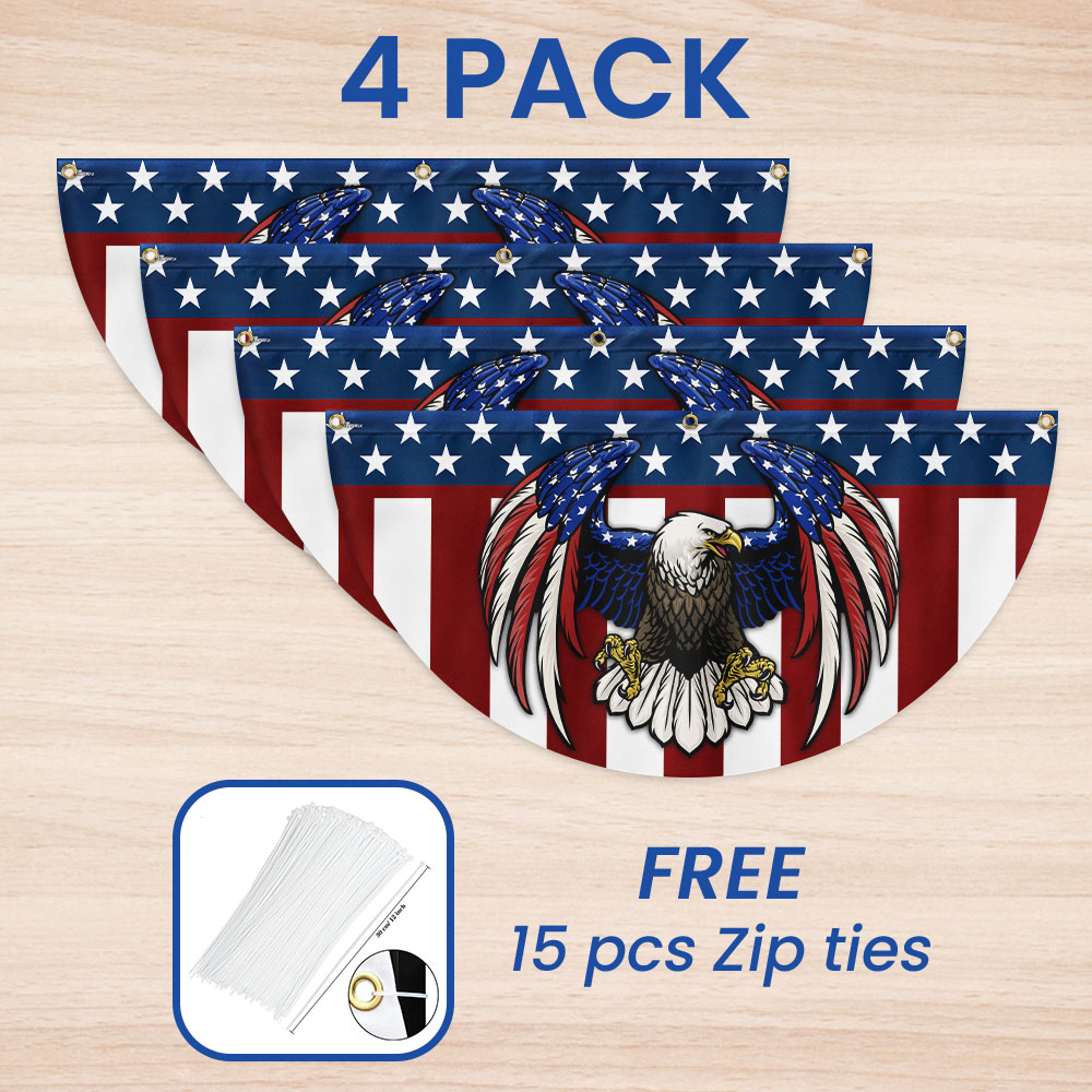 American Bald Eagle Patriotic Non-Pleated Fan Flag